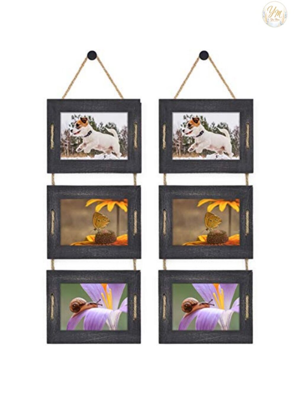 Rustic Solid Wood Hanging Picture Frames Collage Wall Decor 5x7 Set of 2
